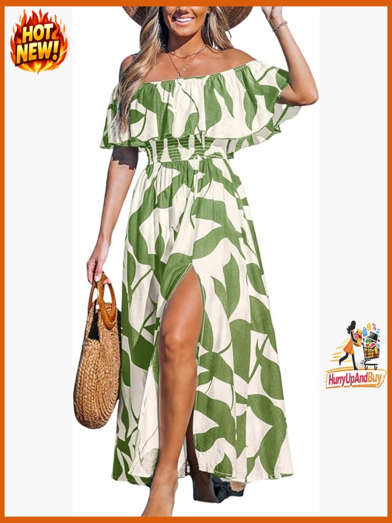 Ruffle Floral Maxi Dress Off Shoulder Backless Beach Elegant Summer Chic